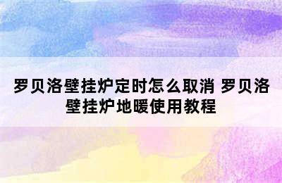 罗贝洛壁挂炉定时怎么取消 罗贝洛壁挂炉地暖使用教程